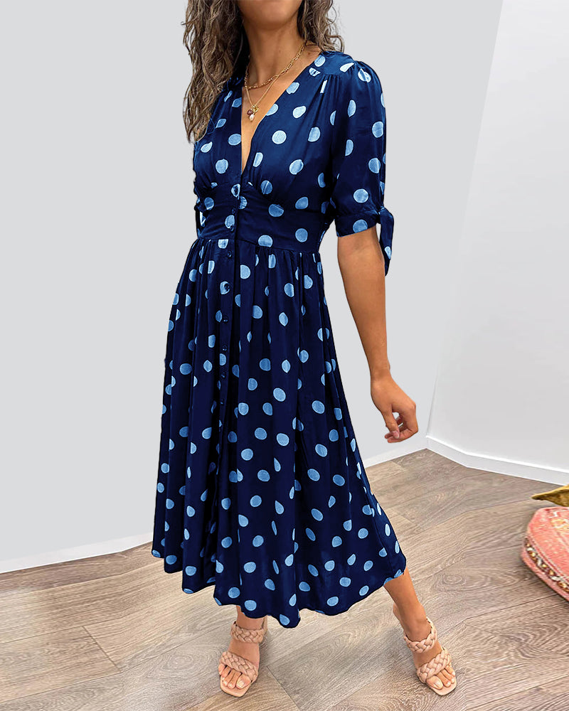 Aika | Polka Dot Dress with a Flared Bottom