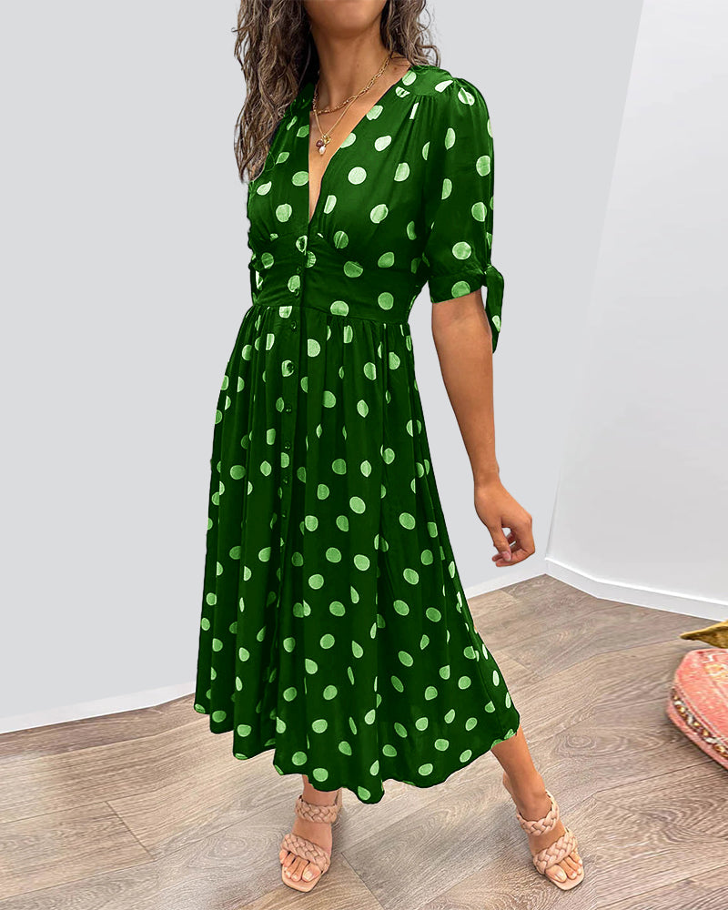 Aika | Polka Dot Dress with a Flared Bottom