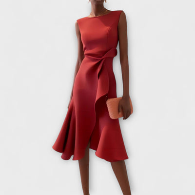 Julia - Asymmetrical Draped Midi Dress