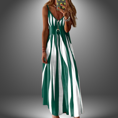Lylou | Elegant Sleeveless Stripe Printed Long Dress