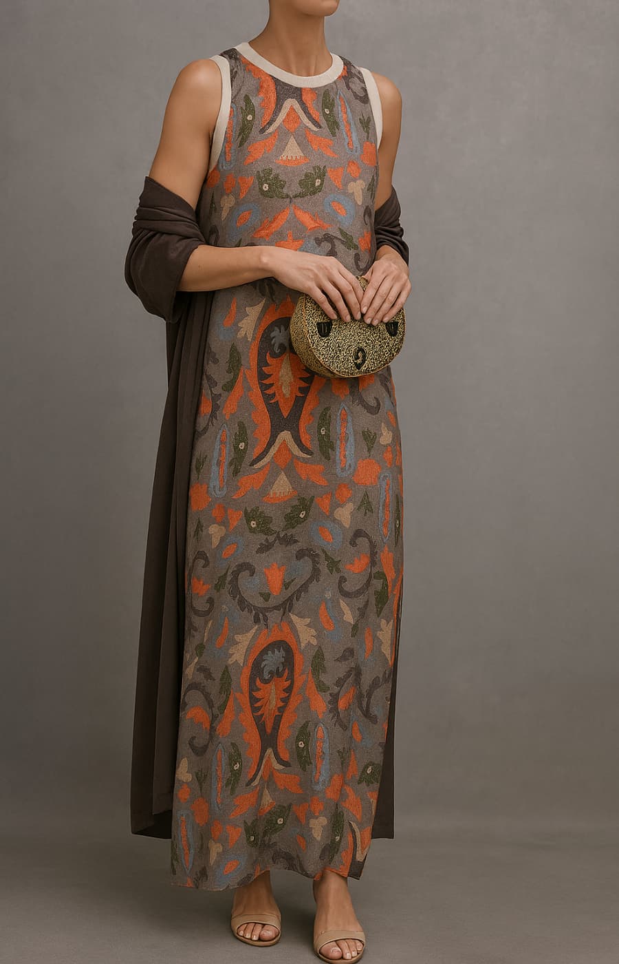 Rosalina | Elegant Long Dress with Coordinated Stole