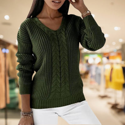 ISLA | CABLE KNIT V-NECK SWEATER