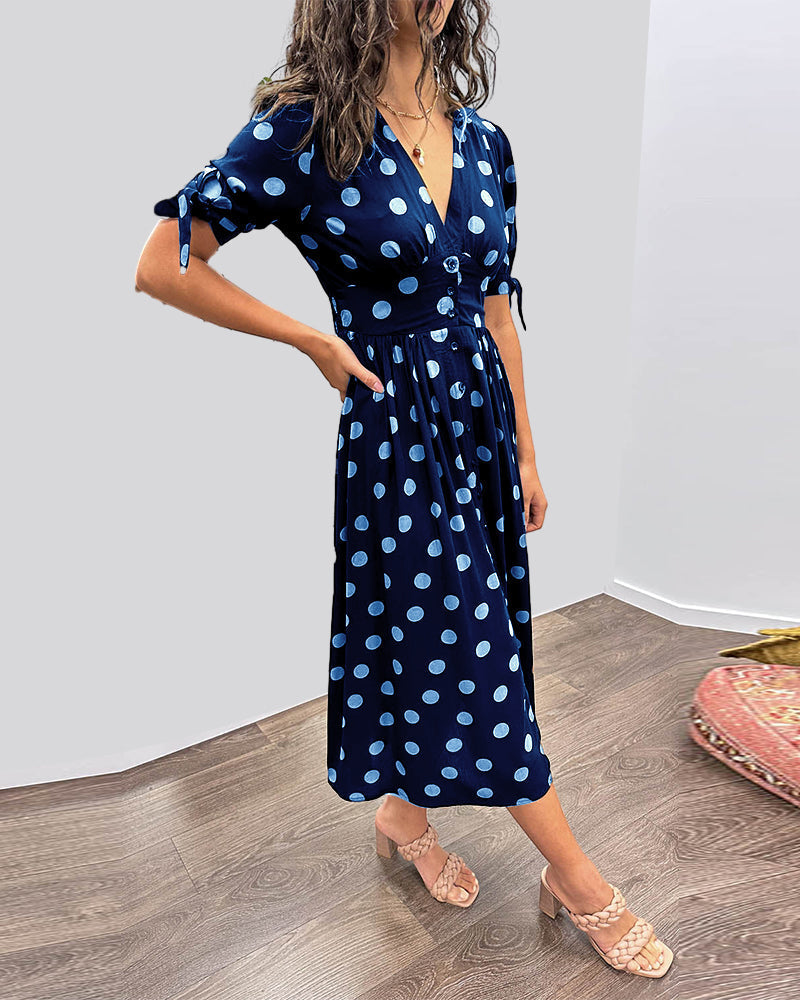 Nipa - Polka Dot V-Neck Dress