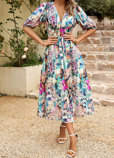Estella | Flattering Floral Midi Dress