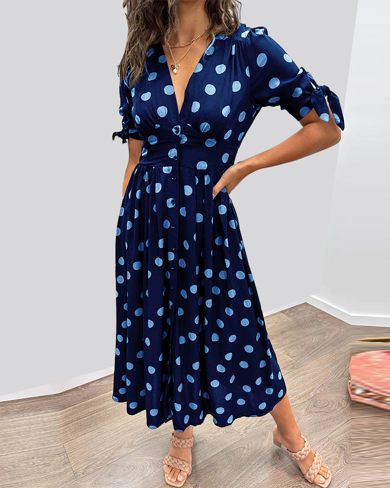 Aika | Polka Dot Dress with a Flared Bottom