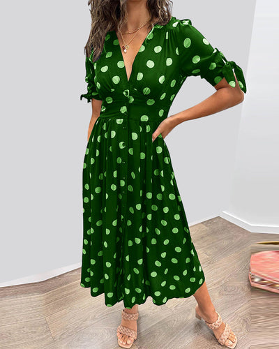 Aika | Polka Dot Dress with a Flared Bottom