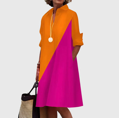 Carole - Women's midi dress with a flowing cut and effortless comfort