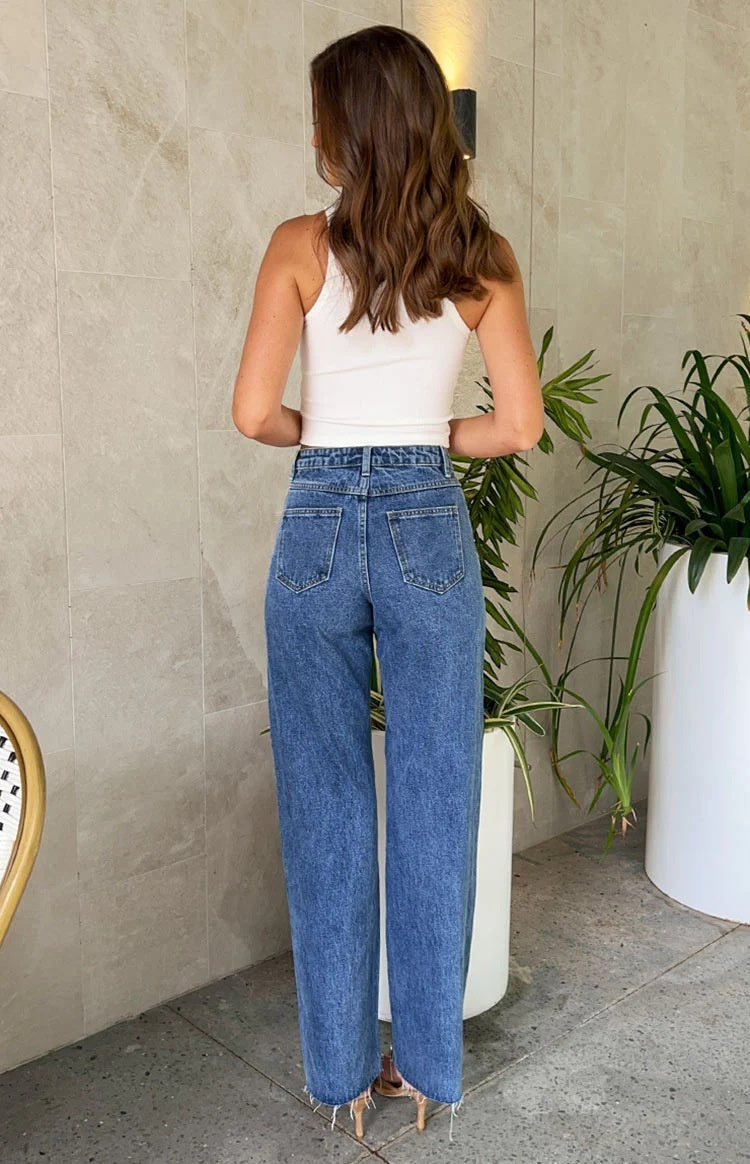 Detailed Mid-Waist Jeans
