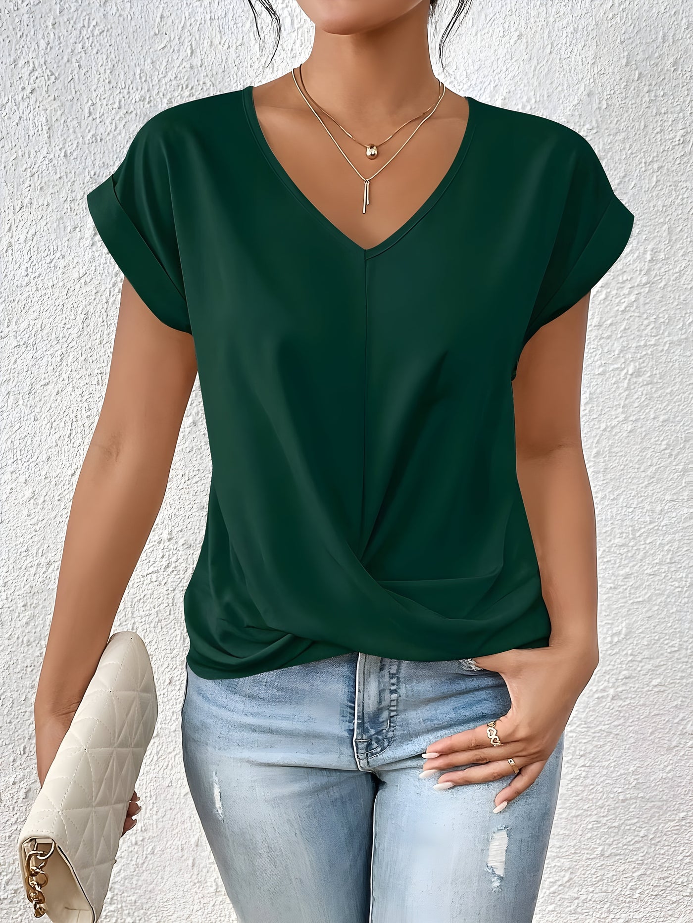 Mia | Twist Front V-Neck Top