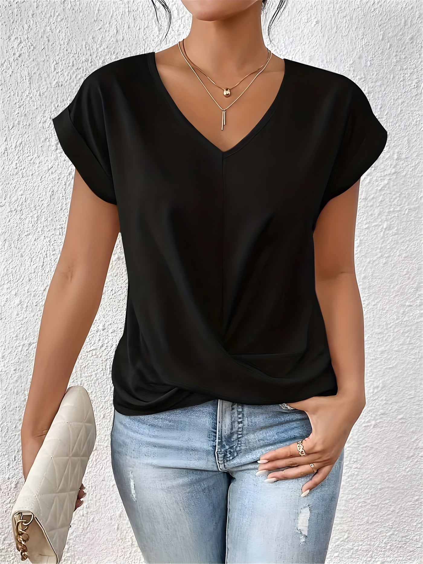Mia | Twist Front V-Neck Top