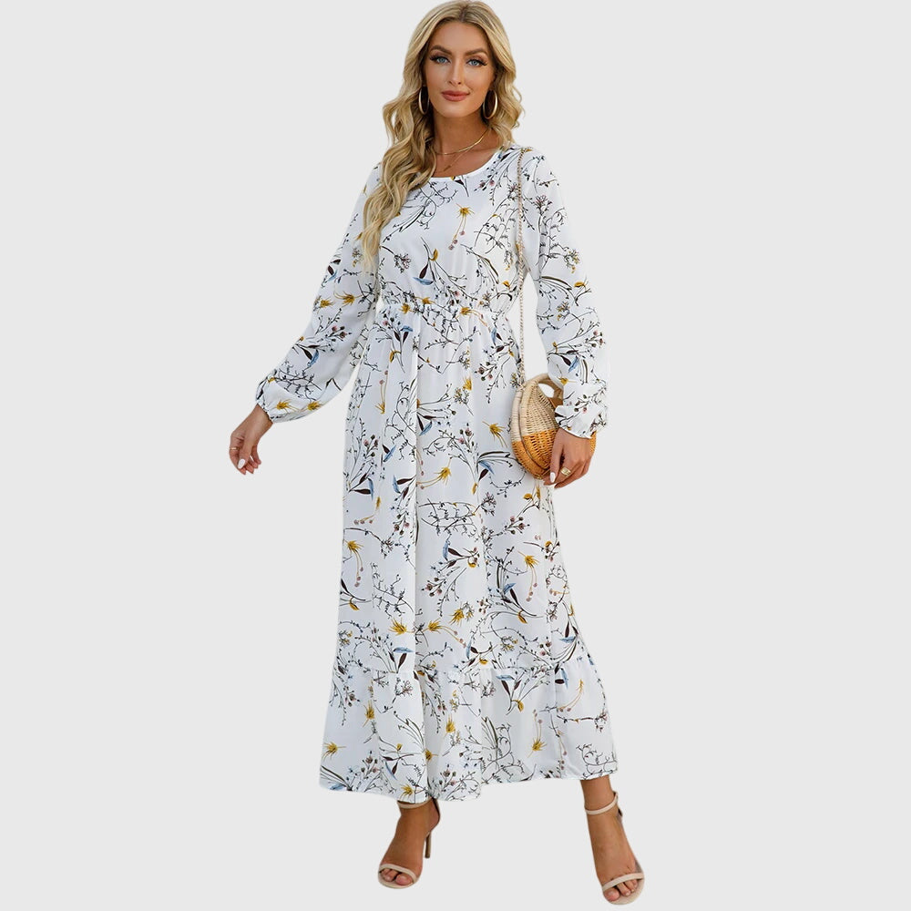 Chelsea - Floral Print Wrap Maxi Dress with Long Sleeves