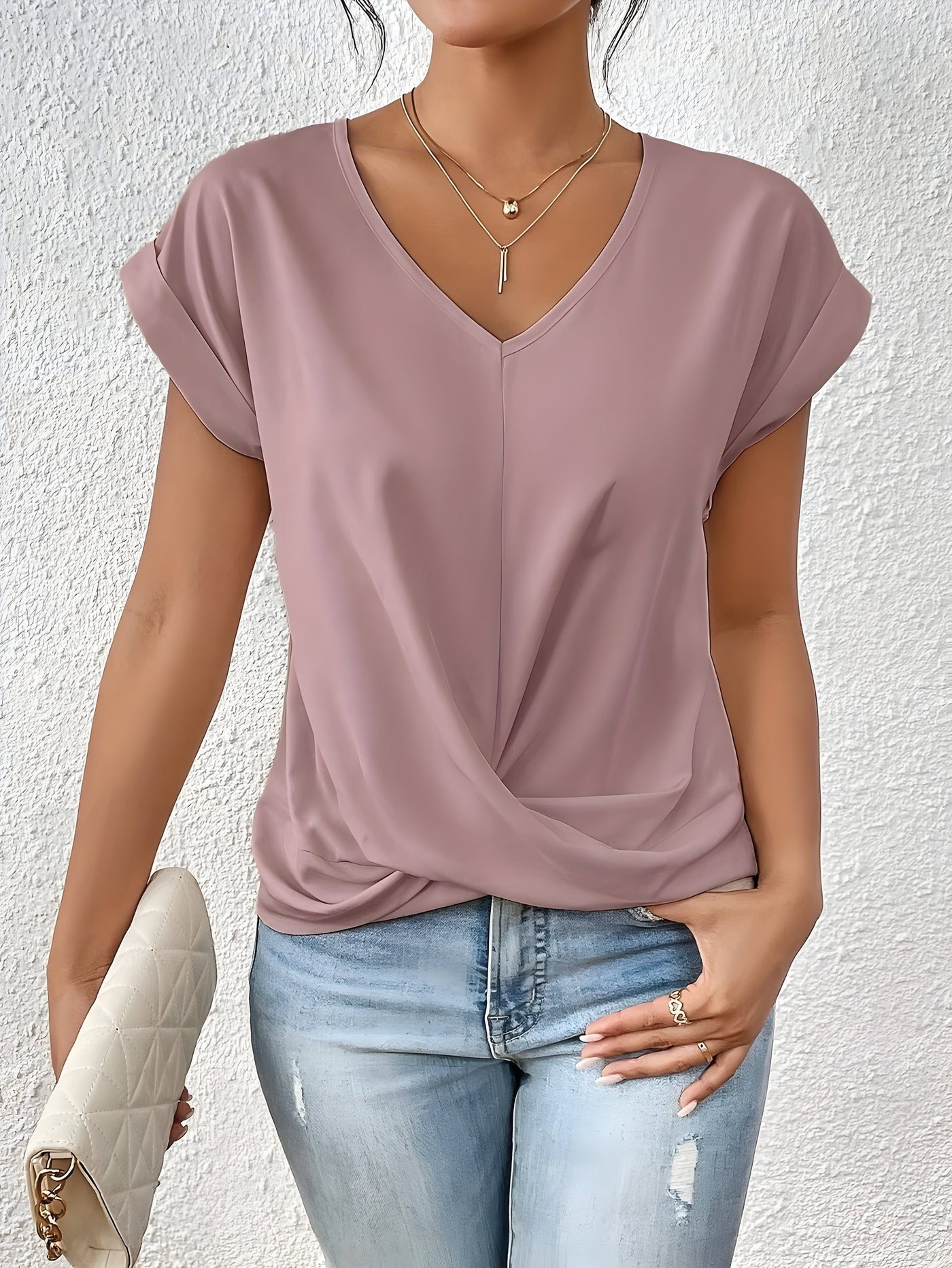Mia | Twist Front V-Neck Top
