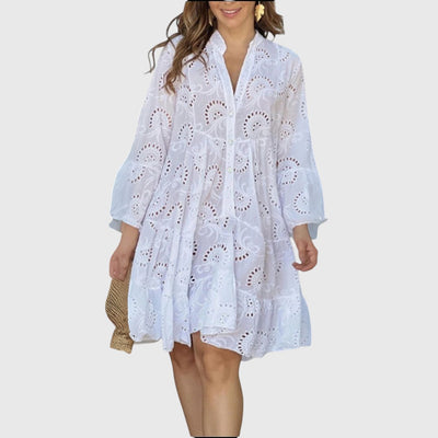 Milou – Embroidered Tiered Mini Dress