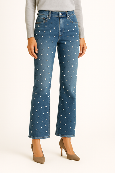 Detailed Mid-Waist Jeans