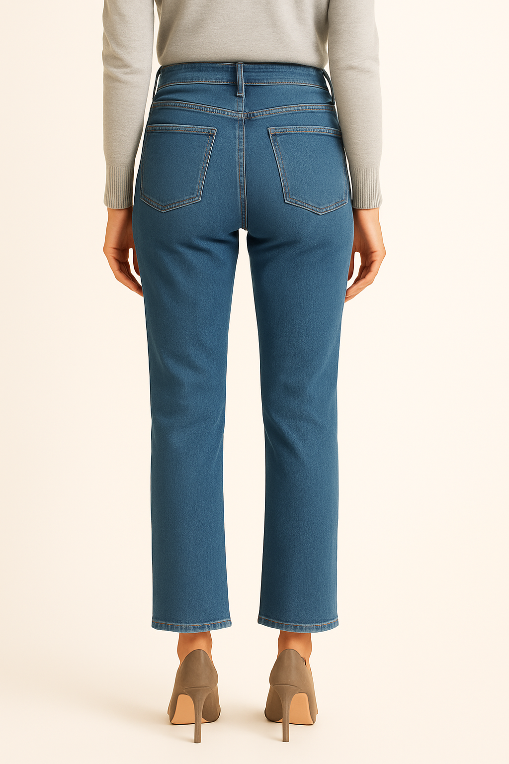 Detailed Mid-Waist Jeans