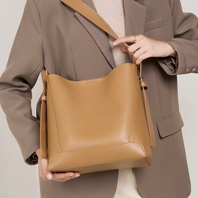 Genuine Leather Crossbody & Shoulder Oversized Bucket Bag