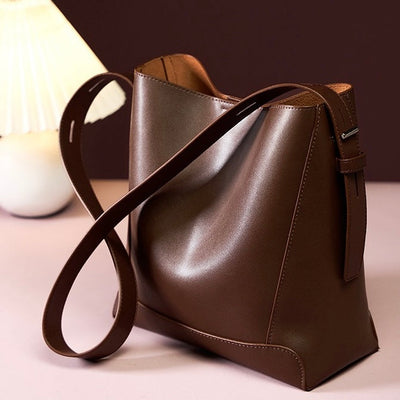Genuine Leather Crossbody & Shoulder Oversized Bucket Bag