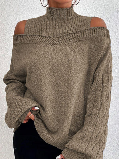 MAISIE | OFF-SHOULDER HIGH-NECK SWEATER