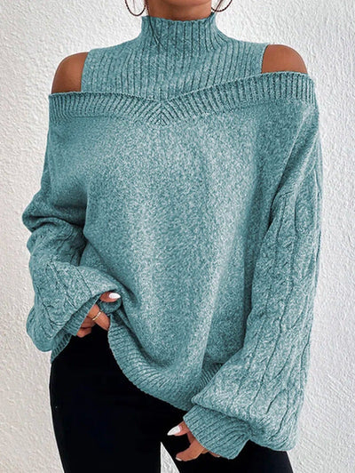 MAISIE | OFF-SHOULDER HIGH-NECK SWEATER
