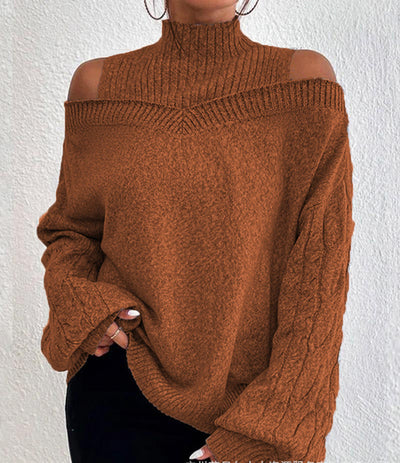 MAISIE | OFF-SHOULDER HIGH-NECK SWEATER