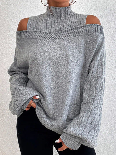 MAISIE | OFF-SHOULDER HIGH-NECK SWEATER