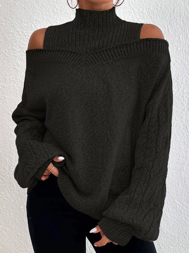 MAISIE | OFF-SHOULDER HIGH-NECK SWEATER