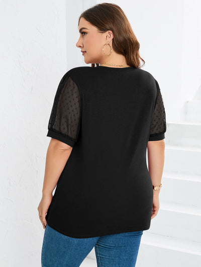Riley | Sheer Sleeve V-Neck Top