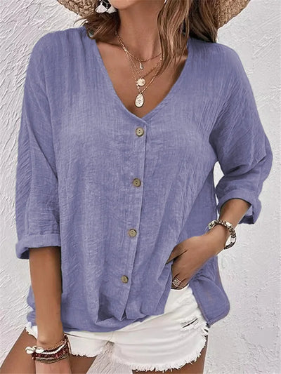 Fleur | Summer Linen Blouse with Fine Button Closure