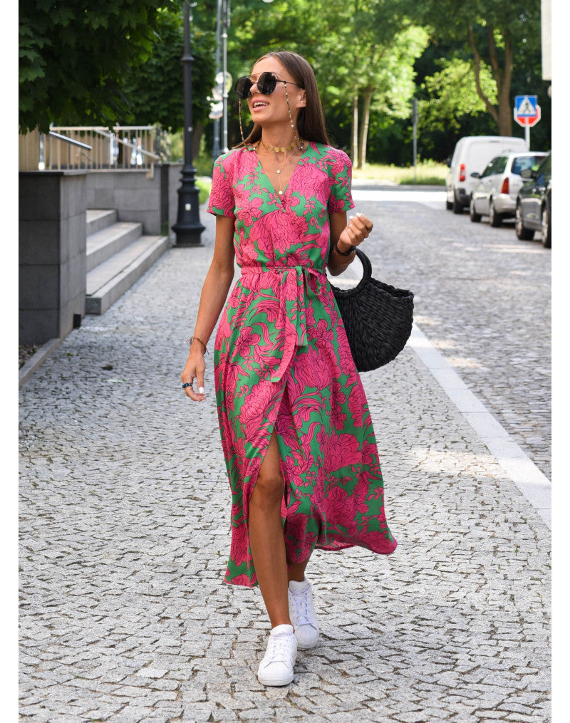 Amelia | Floral Wrap Midi Dress