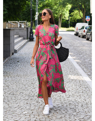 Amelia | Floral Wrap Midi Dress