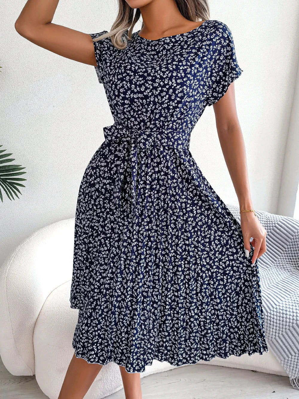 Zoe - Floral Print Wrap Midi Dress
