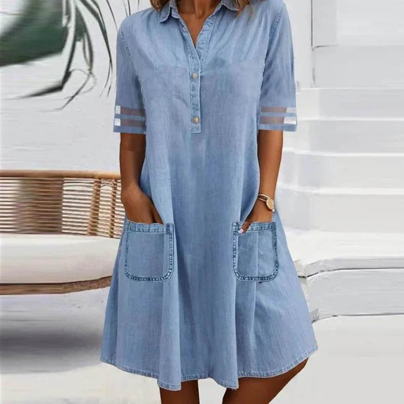 Jane | Denim Mini Dress with Side Pockets