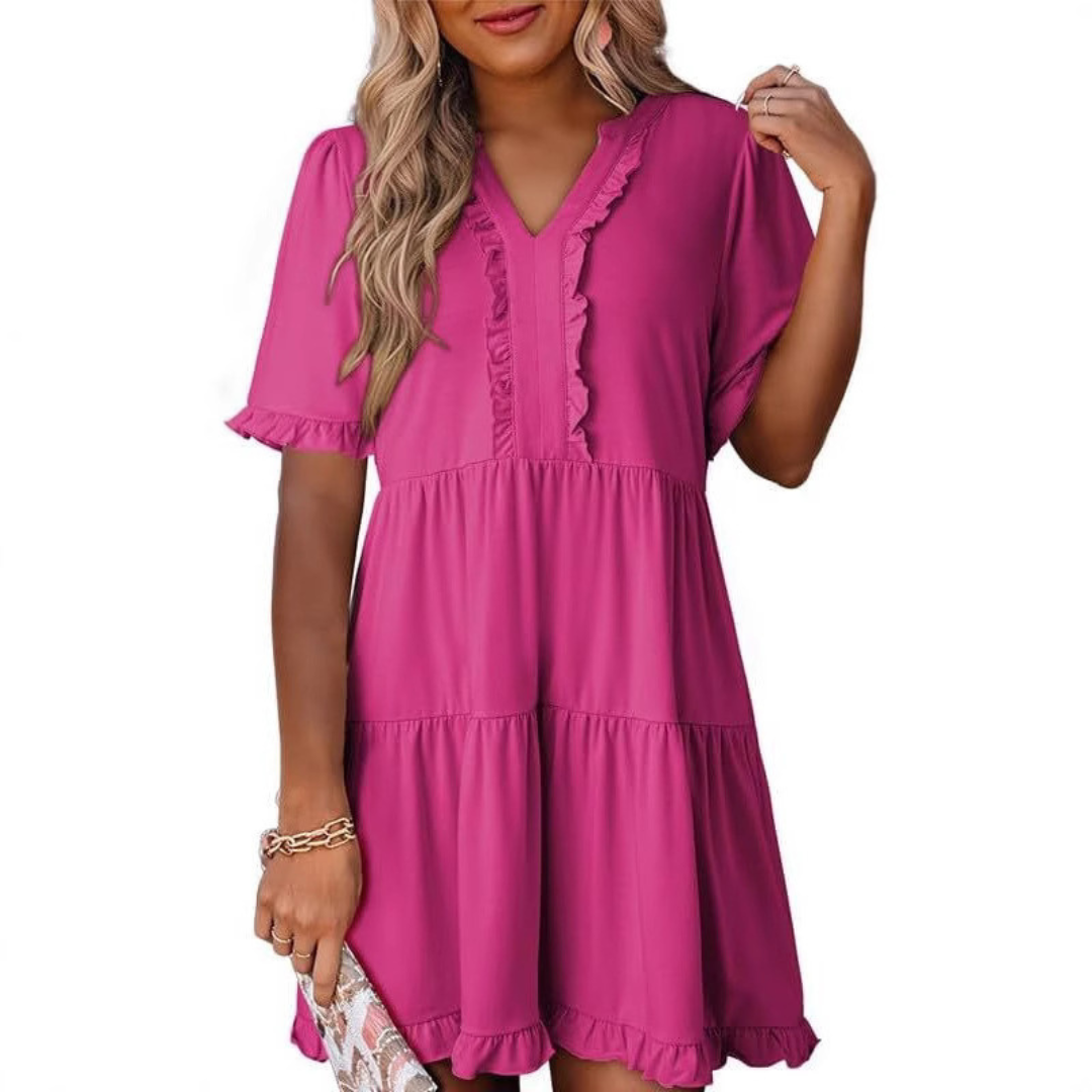 Tess™ - Casual V-Neck Mini Dress