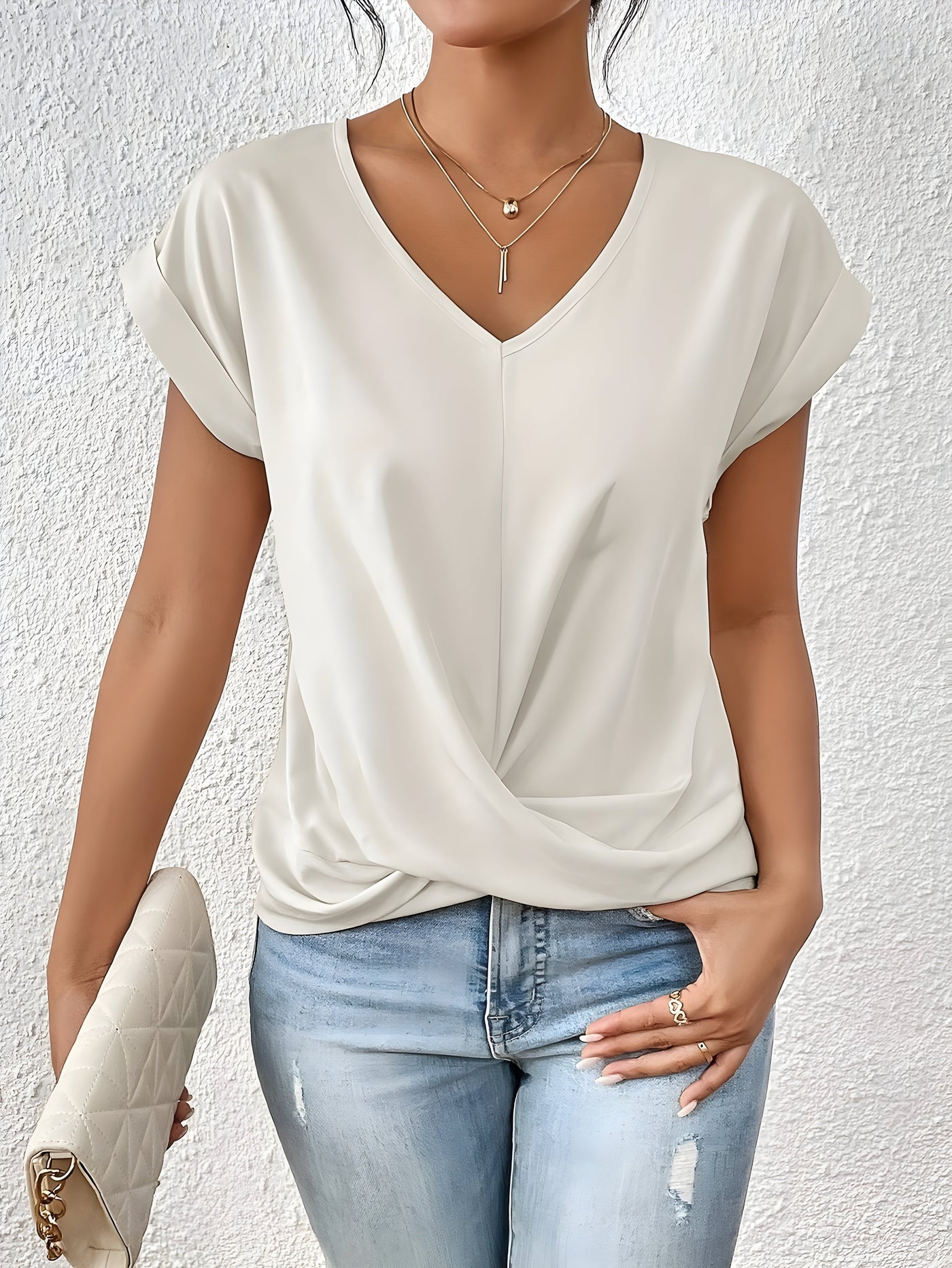 Mia | Twist Front V-Neck Top