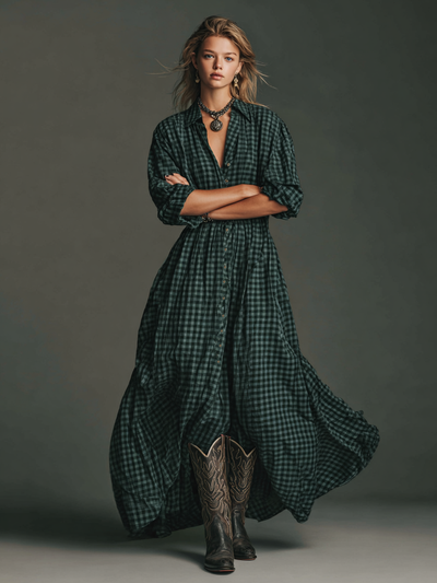 Regina | Long Sleeve Shirt Maxi Dress